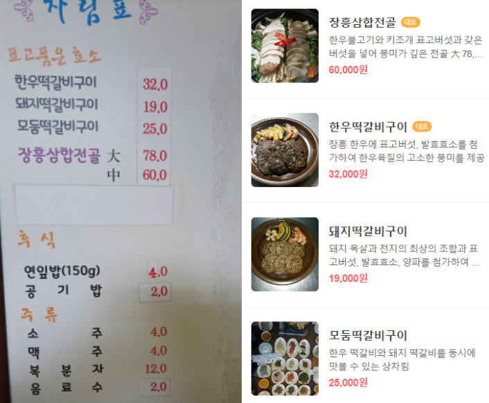 문수헌 메뉴
